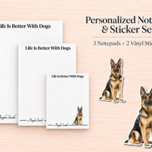 German Shepherd Stationery Gift Box | Personalized Notepads and Vinyl Dog Stickers