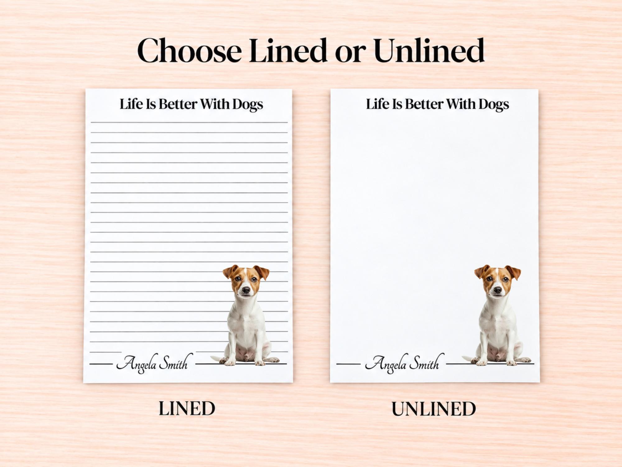 Jack Russell Terrier Stationery Gift Box | Personalized Notepads and Vinyl Dog Stickers