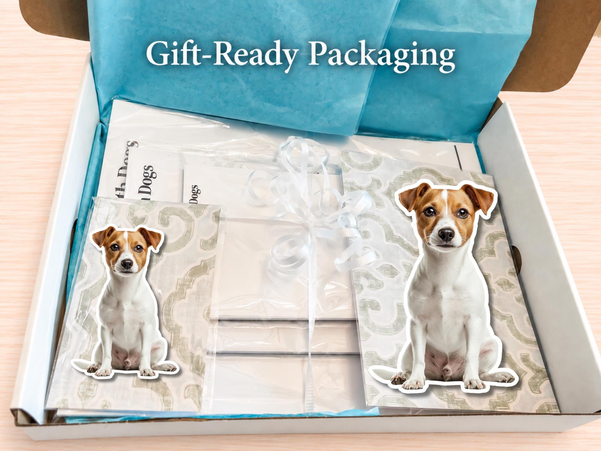 Jack Russell Terrier Stationery Gift Box | Personalized Notepads and Vinyl Dog Stickers