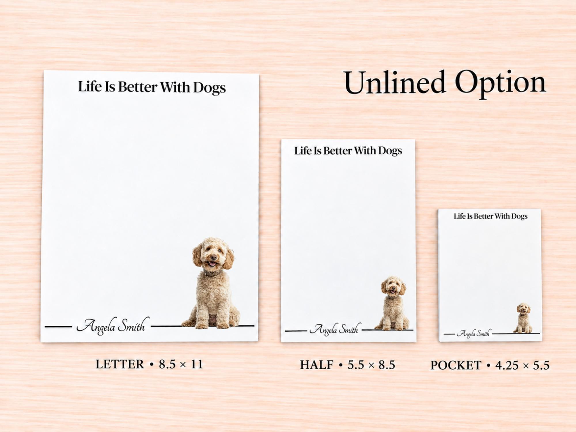 Yellow Labradoodle / Goldendoodle Stationery Gift Box | Personalized Notepads and Vinyl Dog Stickers