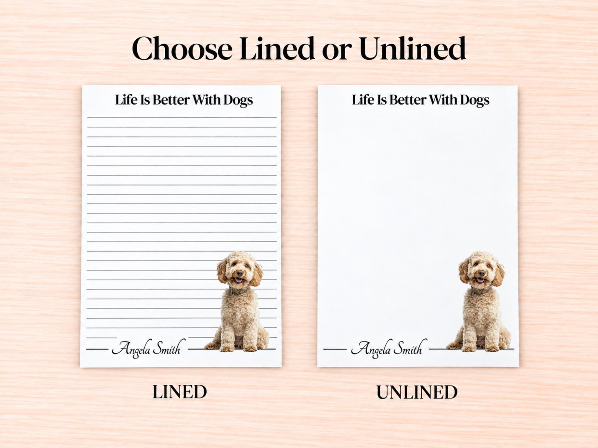 Yellow Labradoodle / Goldendoodle Stationery Gift Box | Personalized Notepads and Vinyl Dog Stickers
