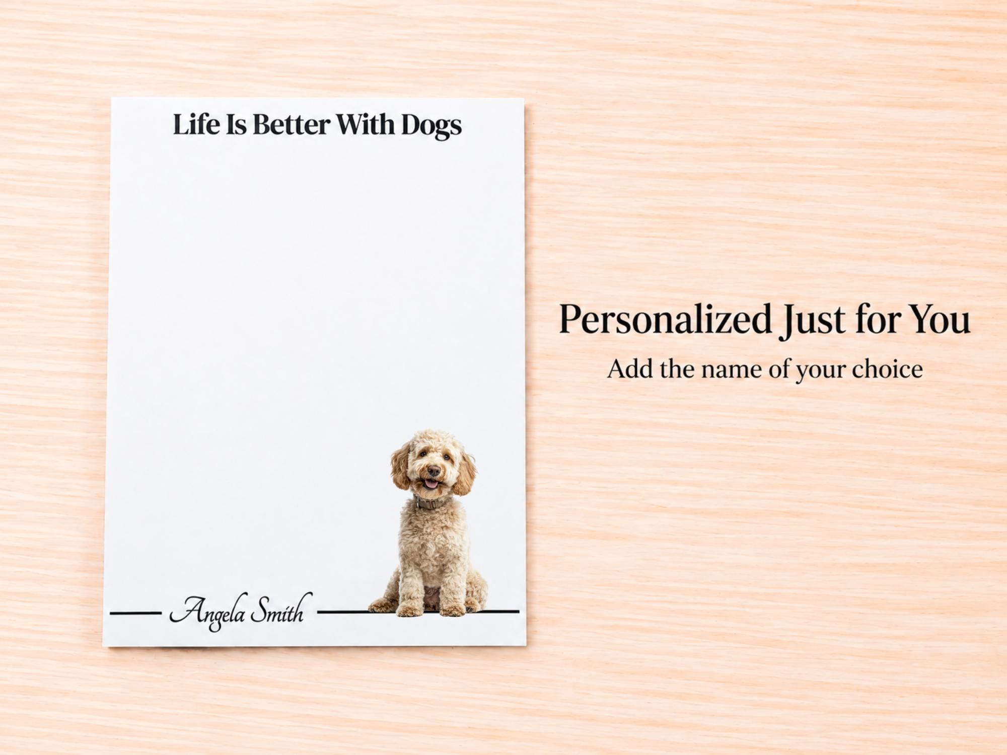 Yellow Labradoodle / Goldendoodle Stationery Gift Box | Personalized Notepads and Vinyl Dog Stickers