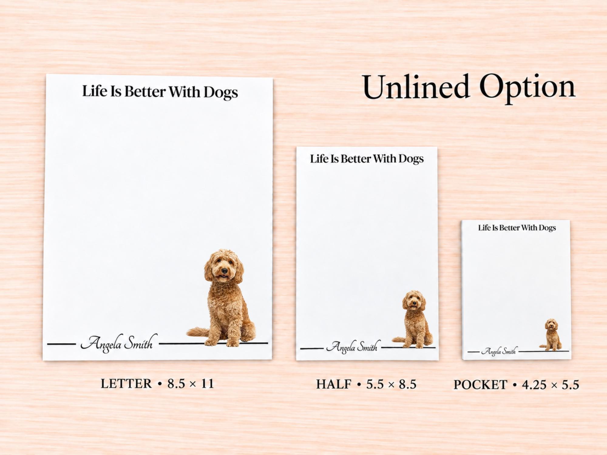 Tan Labradoodle / Goldendoodle Stationery Gift Box | Personalized Notepads and Vinyl Dog Stickers