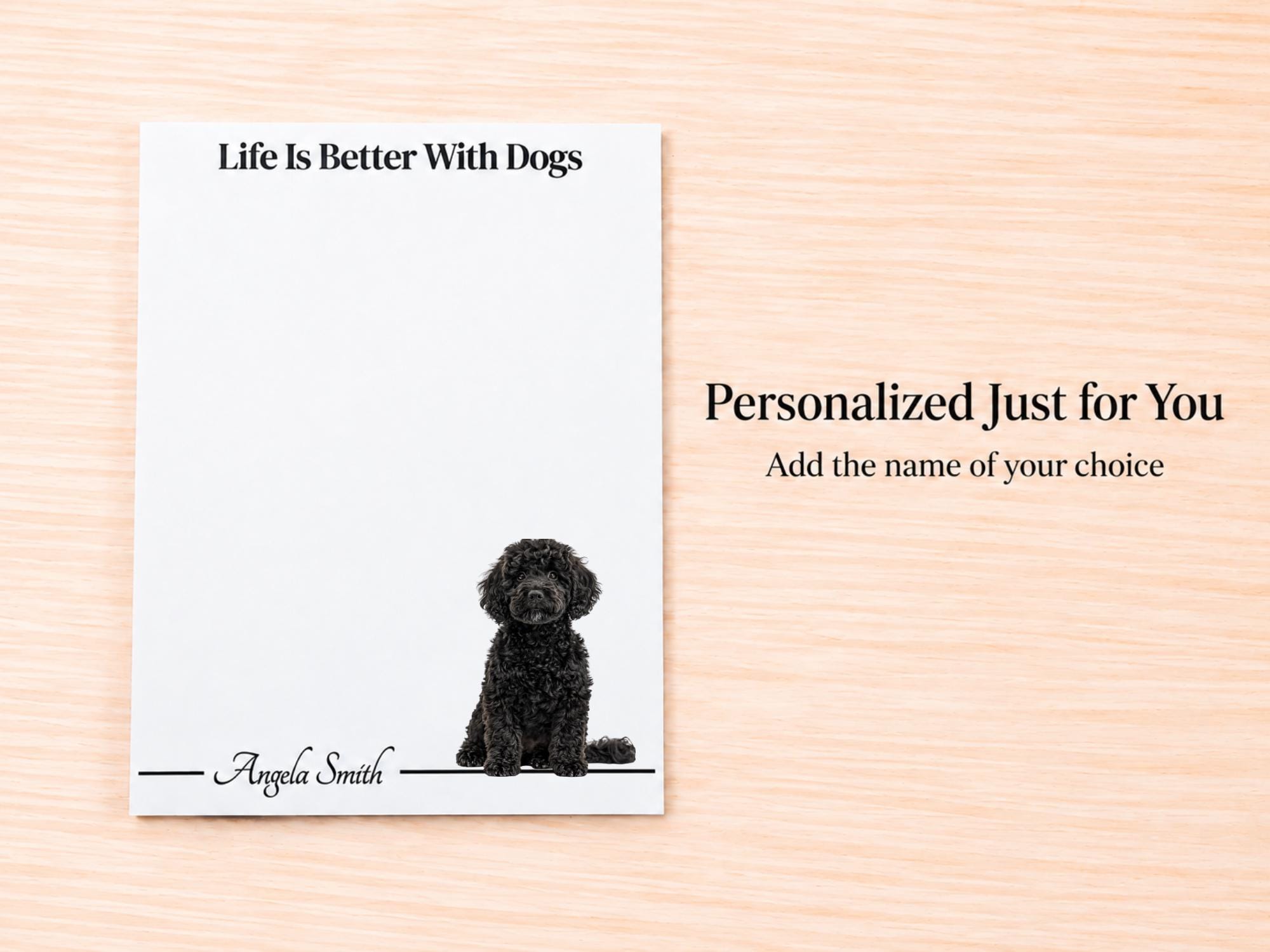 Black Labradoodle / Goldendoodle Stationery Gift Box | Personalized Notepads and Vinyl Dog Stickers