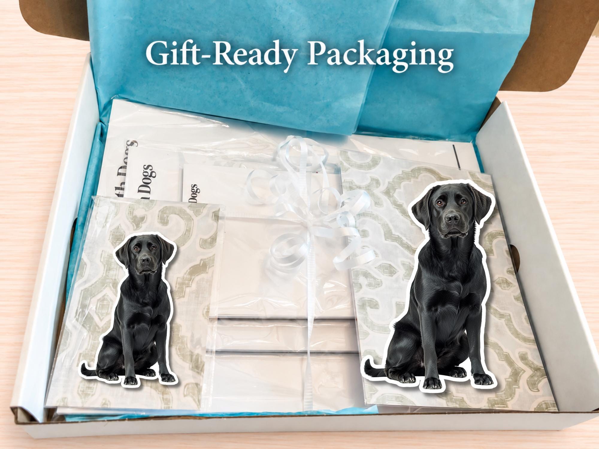 Black Labrador Retriever Stationery Gift Box | Personalized Notepads and Vinyl Dog Stickers