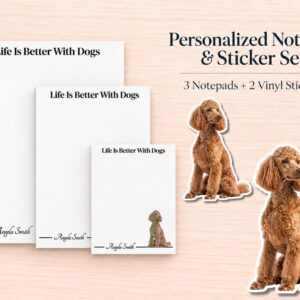 Poodle Stationery Gift Box - Red | Personalized Notepads and Vinyl Dog Stickers