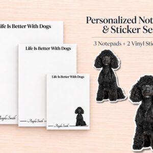 Miniature Poodle Stationery Gift Box - Black | Personalized Notepads and Vinyl Dog Stickers