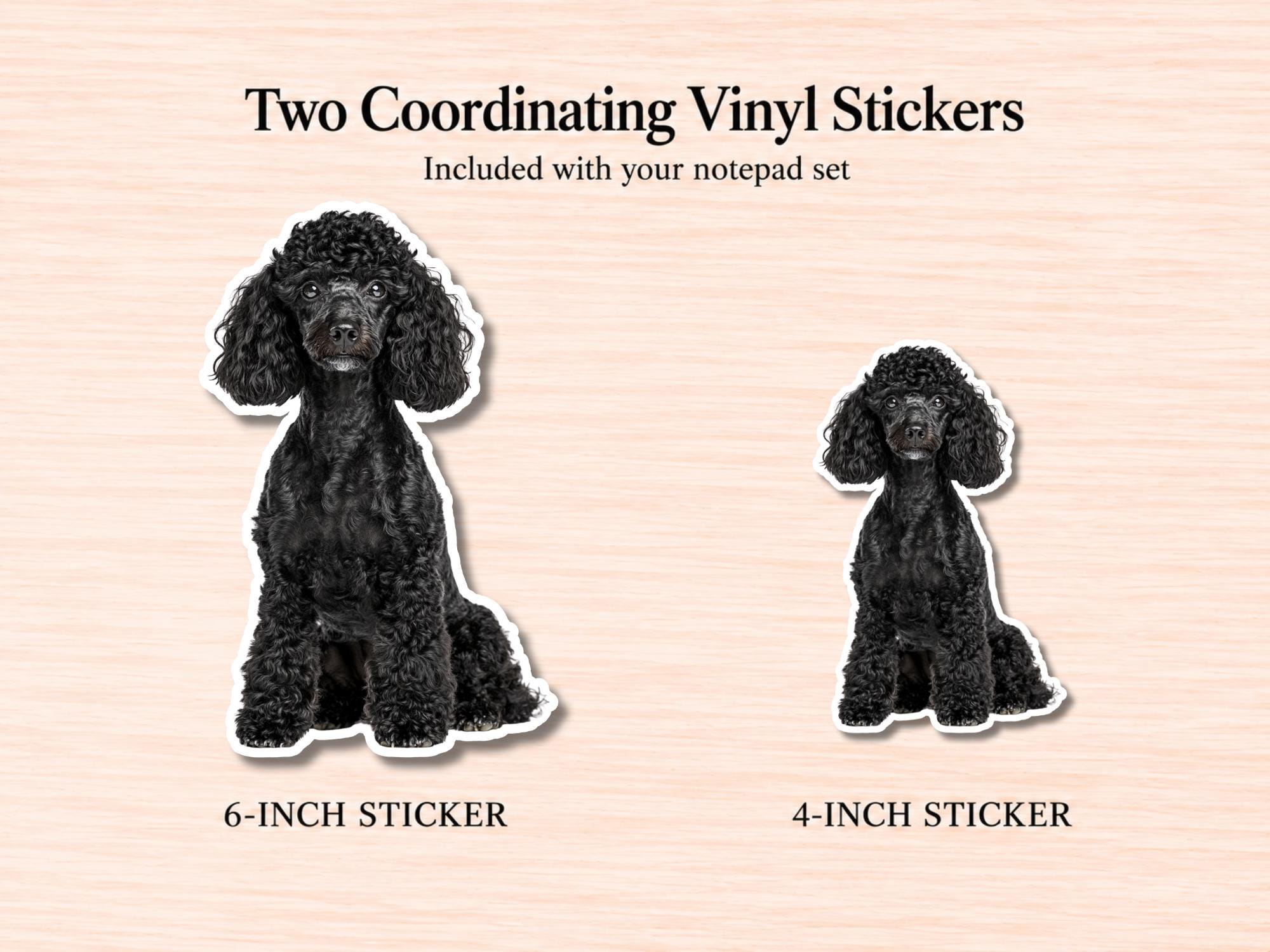 Miniature Poodle Stationery Gift Box - Black | Personalized Notepads and Vinyl Dog Stickers