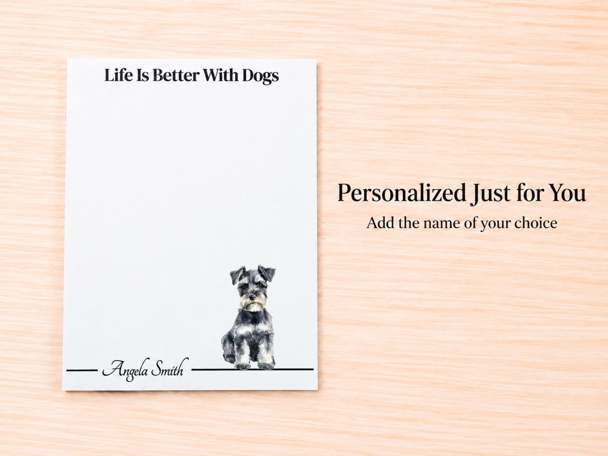 Miniature Schnauzer Stationery Gift Box | Personalized Notepads and Vinyl Dog Stickers