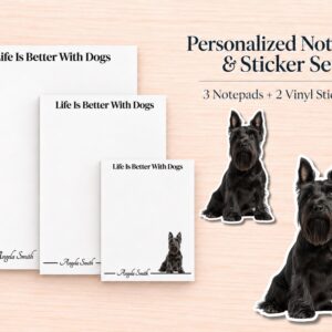 Scottish Terrier Stationery Gift Box | Personalized Notepads and Vinyl Dog Stickers