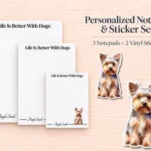 Yorkshire Terrier Stationery Gift Box | Personalized Notepads and Vinyl Dog Stickers