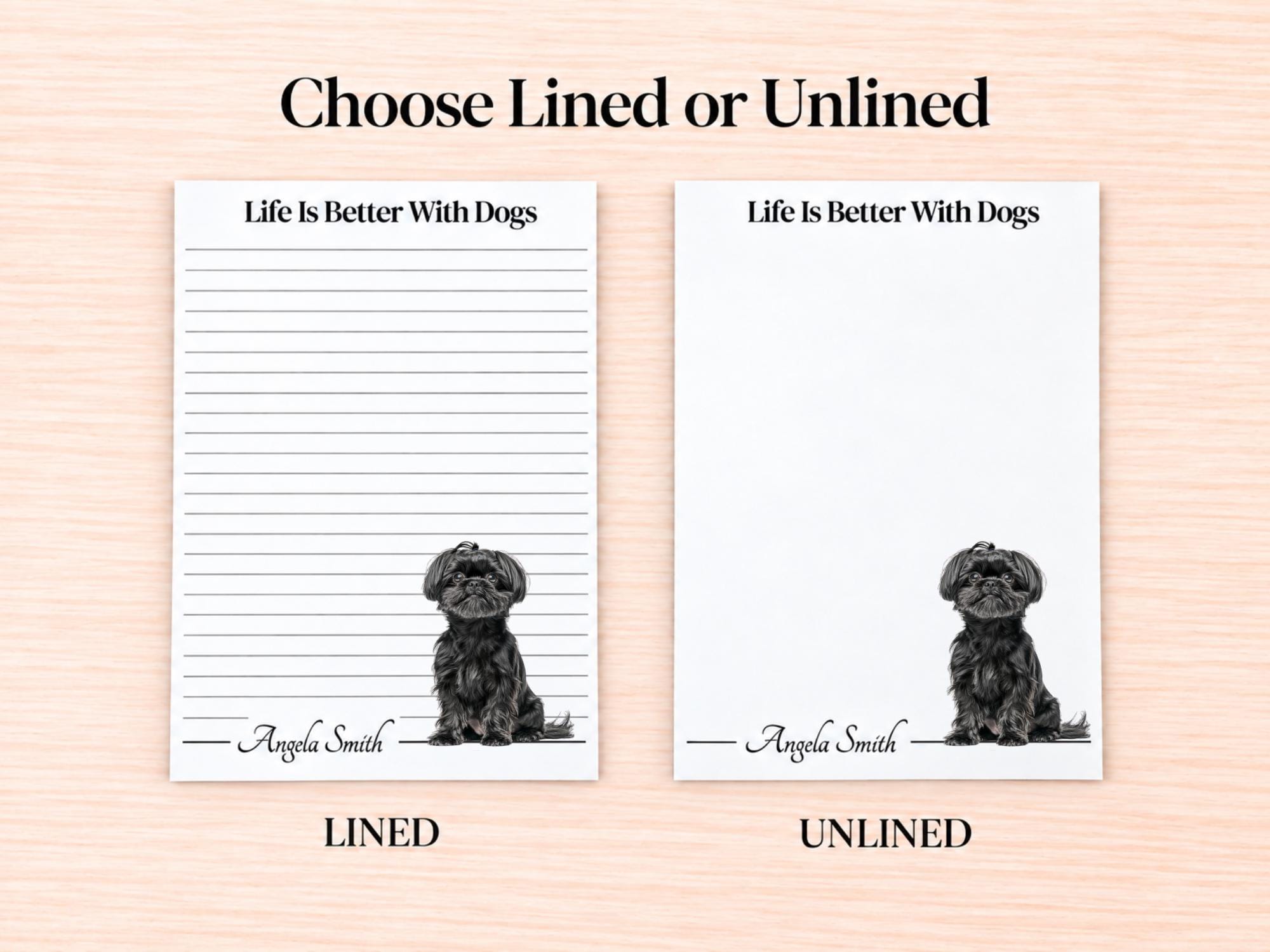 Black Shih Tzu Stationery Gift Box | Personalized Notepads and Vinyl Dog Stickers