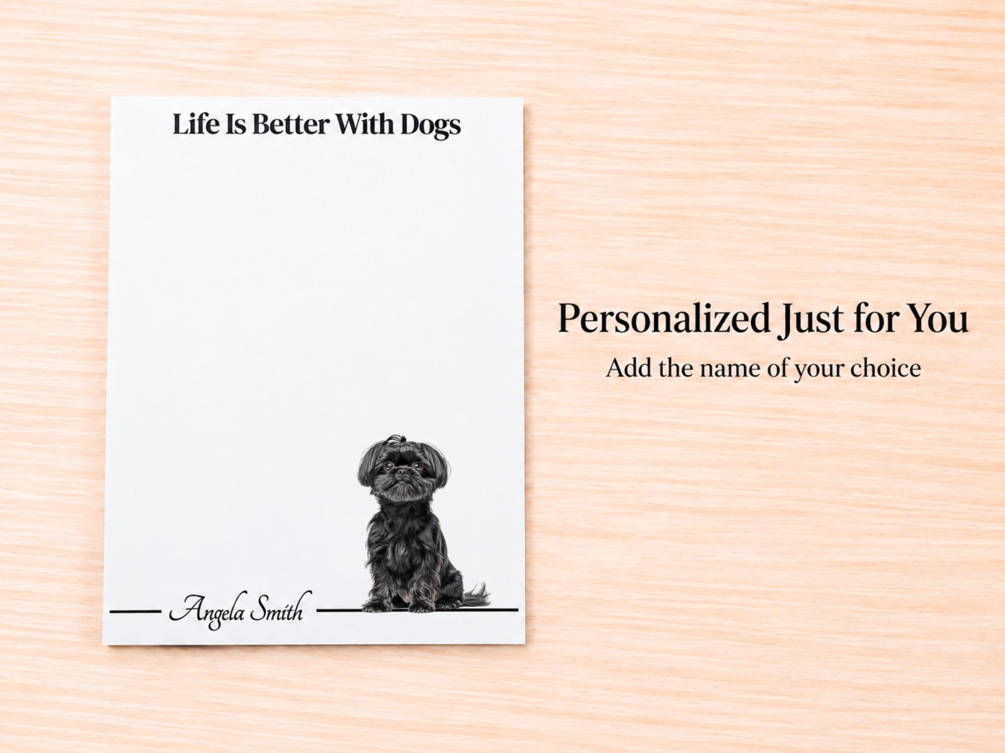 Black Shih Tzu Stationery Gift Box | Personalized Notepads and Vinyl Dog Stickers