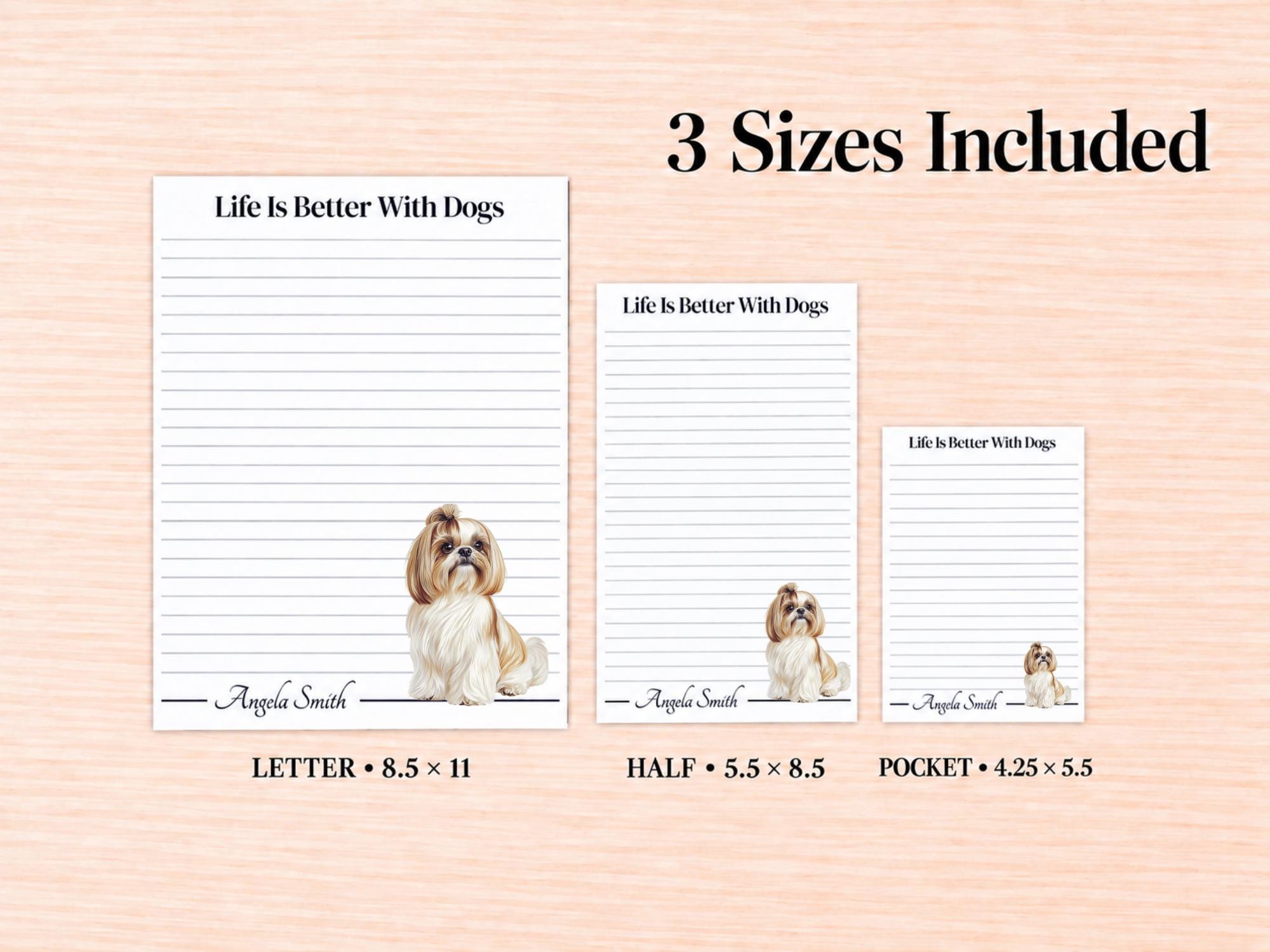 Cream Shih Tzu Stationery Gift Box | Personalized Notepads and Vinyl Dog Stickers