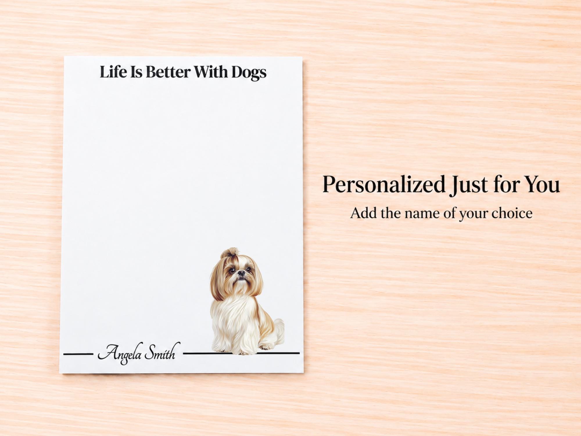 Cream Shih Tzu Stationery Gift Box | Personalized Notepads and Vinyl Dog Stickers
