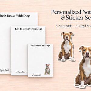 Pitbull Stationery Gift Box | Personalized Notepads and Vinyl Dog Stickers