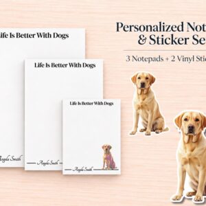 Yellow Labrador Retriever Stationery Gift Box | Personalized Notepads and Vinyl Dog Stickers