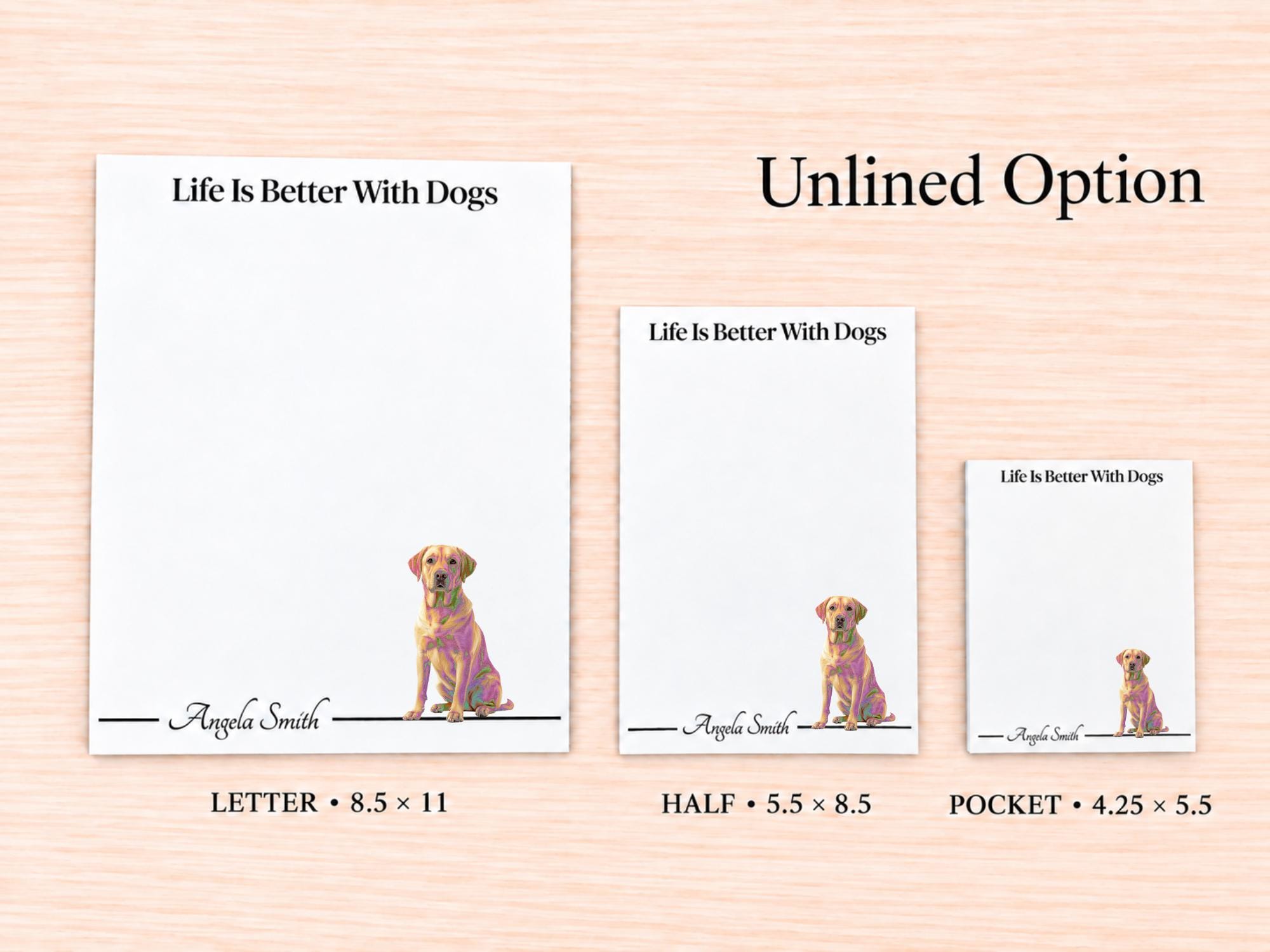 Yellow Labrador Retriever Stationery Gift Box | Personalized Notepads and Vinyl Dog Stickers
