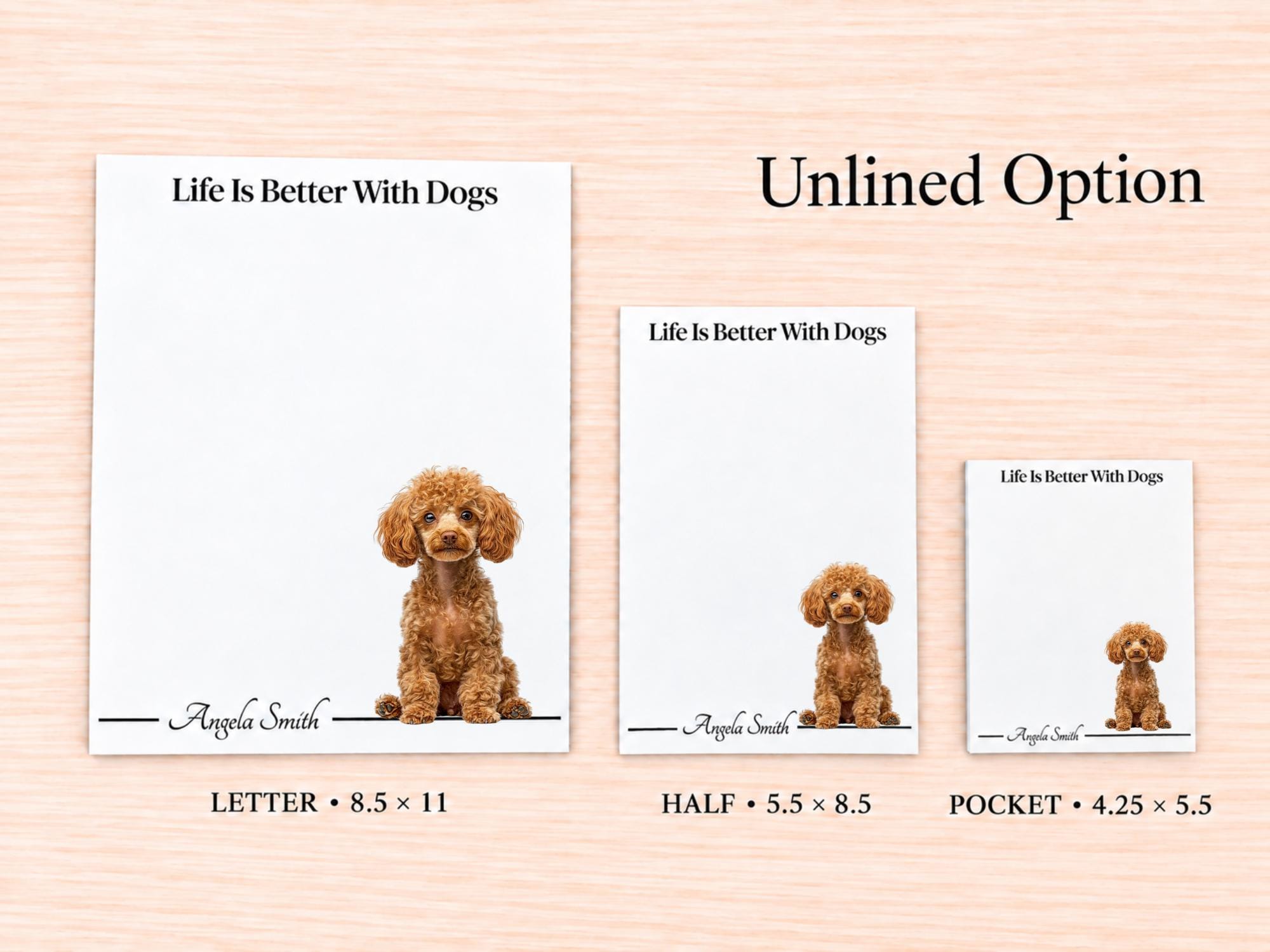 Miniature Poodle Stationery Gift Box - Red | Personalized Notepads and Vinyl Dog Stickers