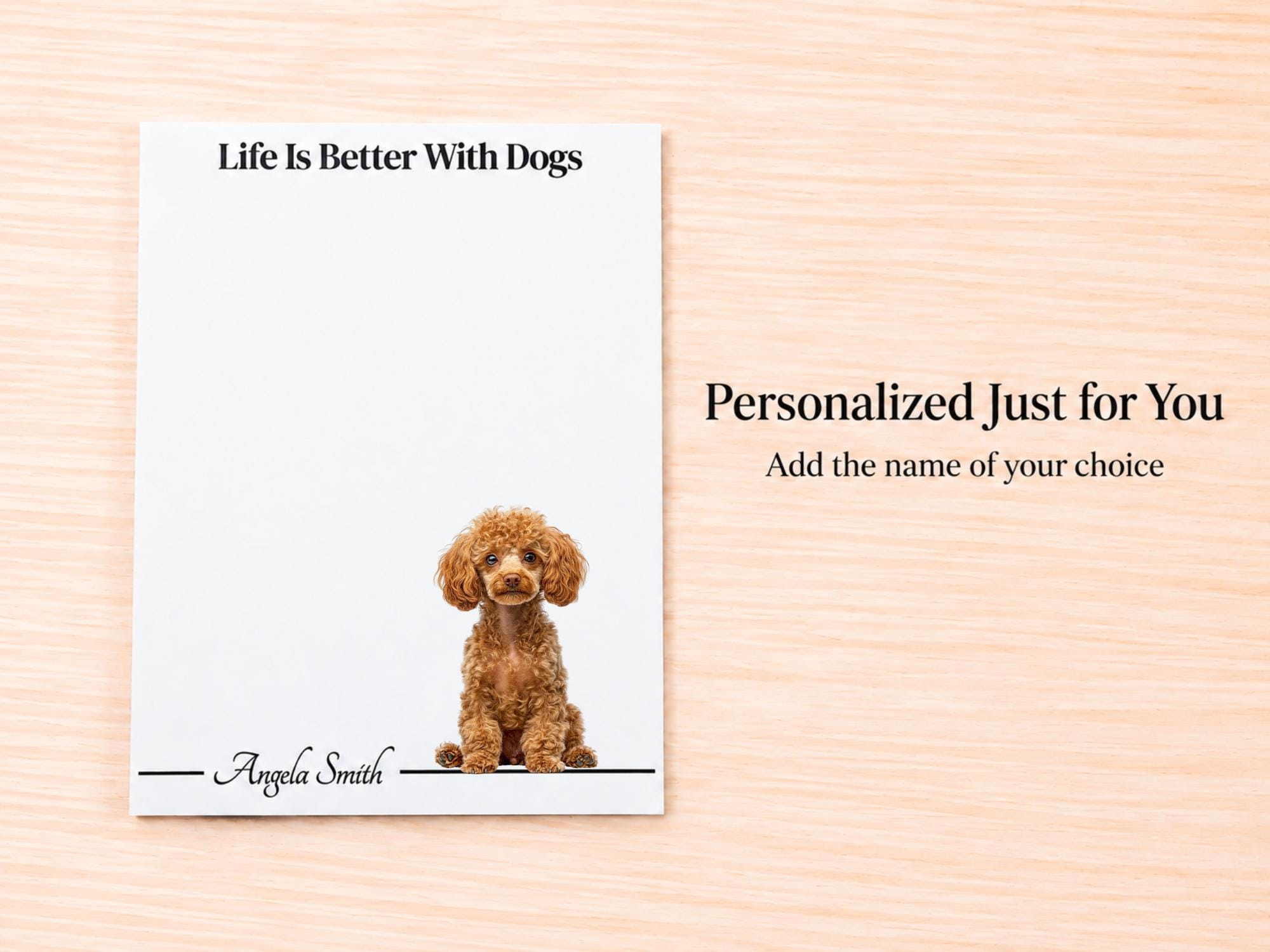 Miniature Poodle Stationery Gift Box - Red | Personalized Notepads and Vinyl Dog Stickers