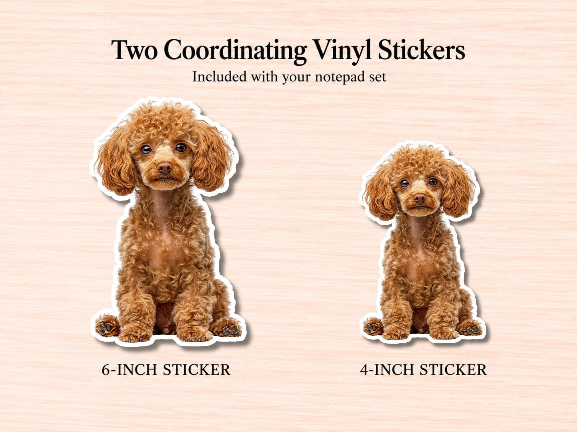 Miniature Poodle Stationery Gift Box - Red | Personalized Notepads and Vinyl Dog Stickers