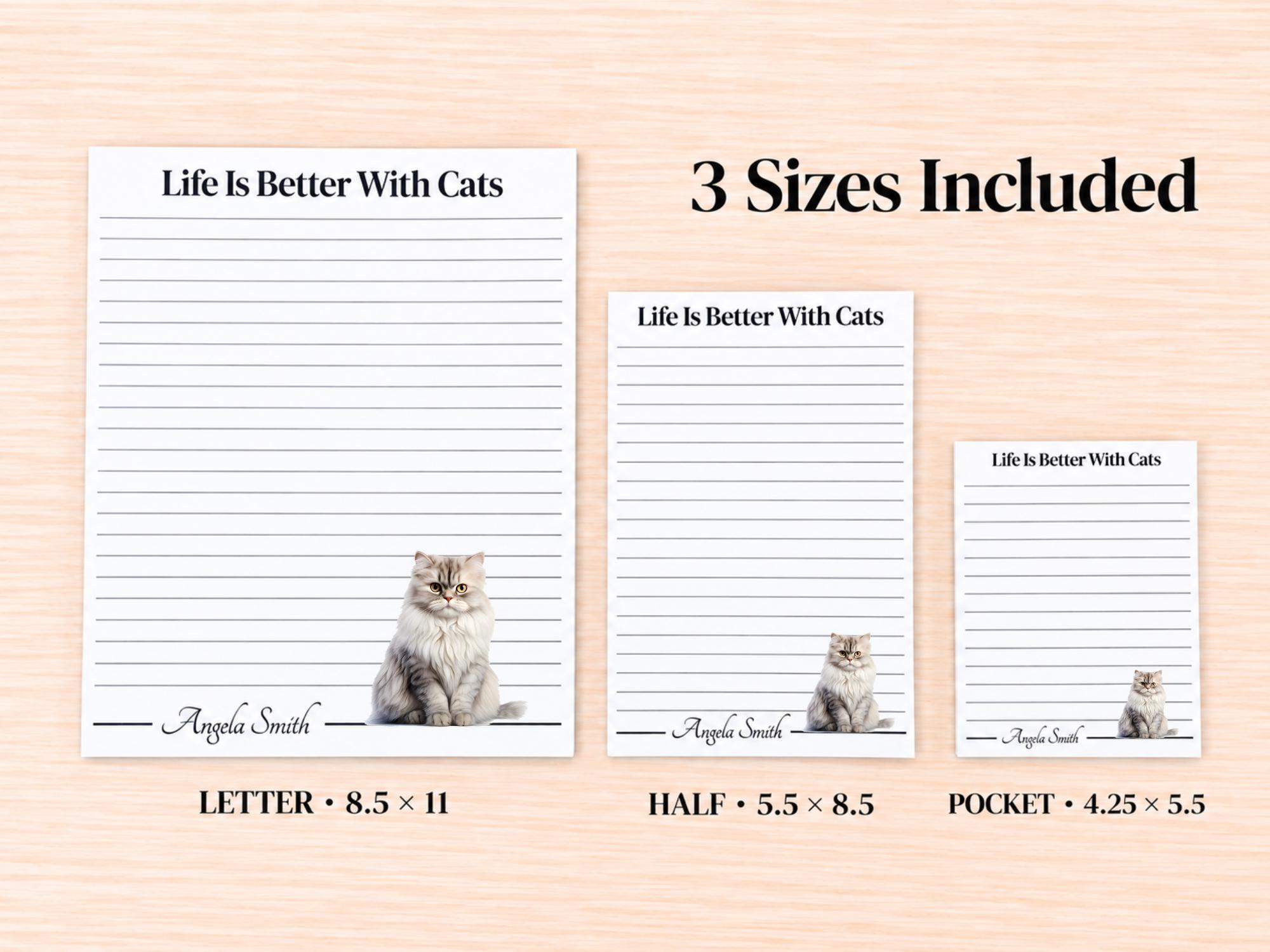 Persian Cat Stationery Gift Box | Personalized Notepads and Vinyl Cat Stickers