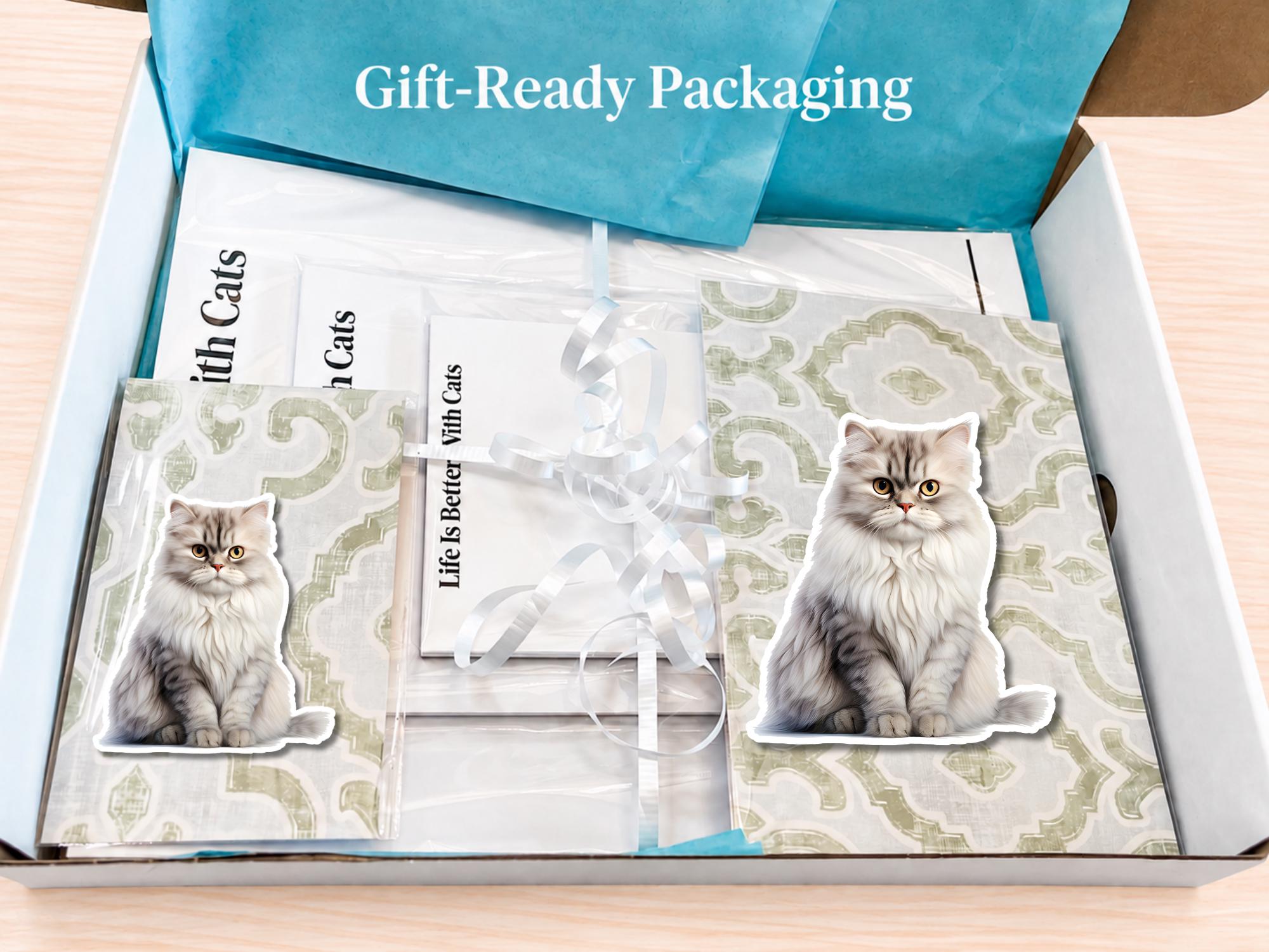 Persian Cat Stationery Gift Box | Personalized Notepads and Vinyl Cat Stickers