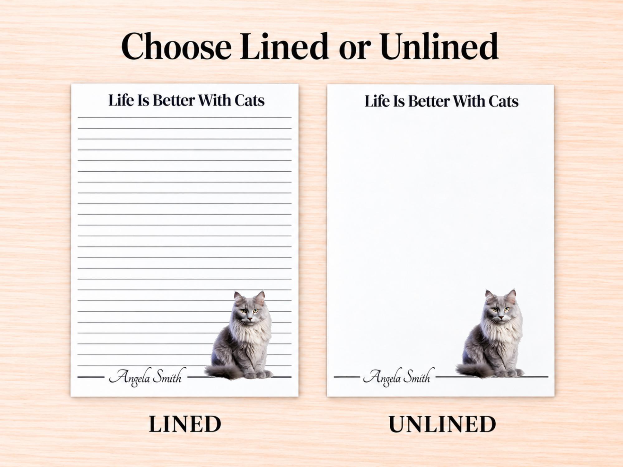 Maine Coon Cat Stationery Gift Box - Gray | Personalized Notepads and Vinyl Cat Stickers