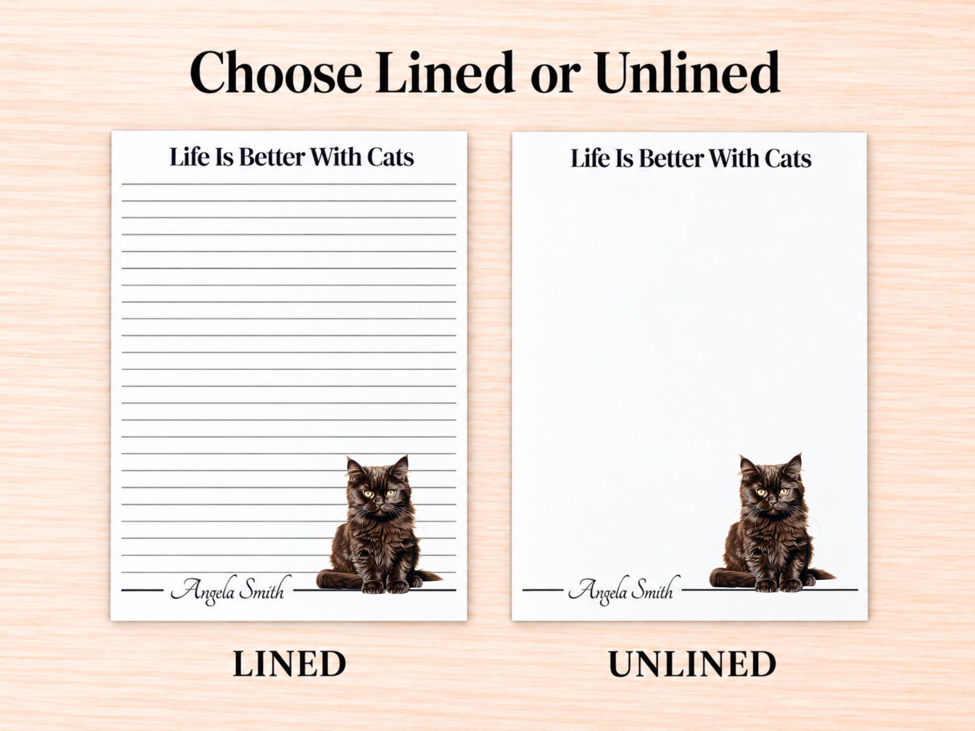 Maine Coon Cat Stationery Gift Box - Black | Personalized Notepads and Vinyl Cat Stickers