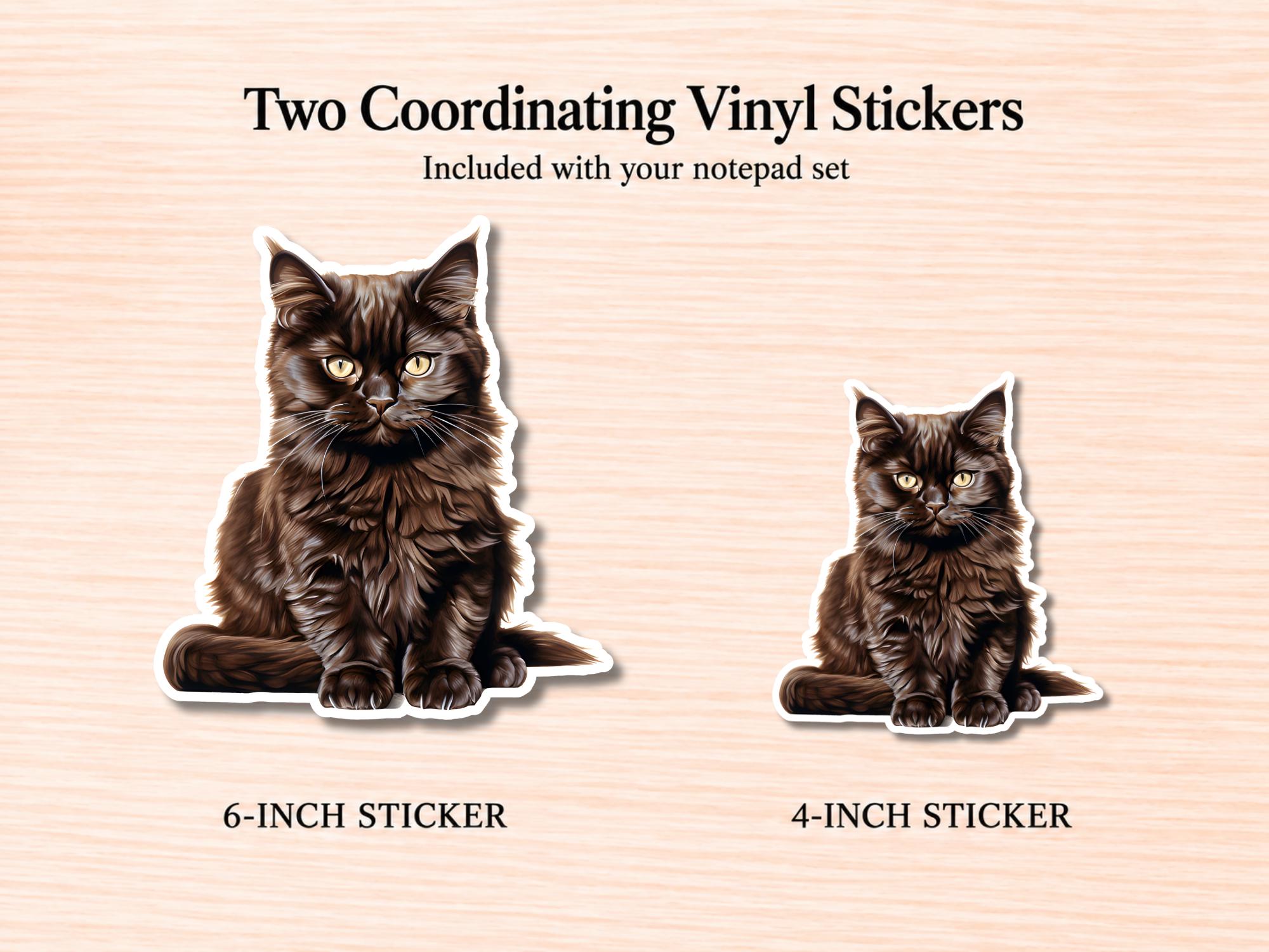 Maine Coon Cat Stationery Gift Box - Black | Personalized Notepads and Vinyl Cat Stickers