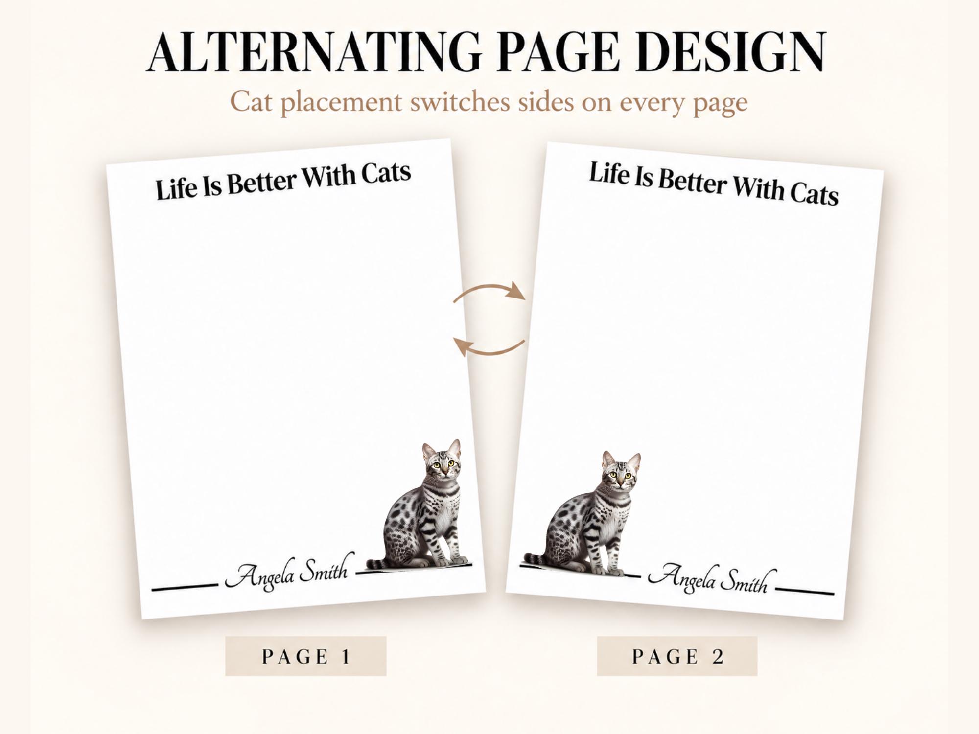 Egyptian Mau Cat Stationery Gift Box | Personalized Notepads and Vinyl Cat Stickers