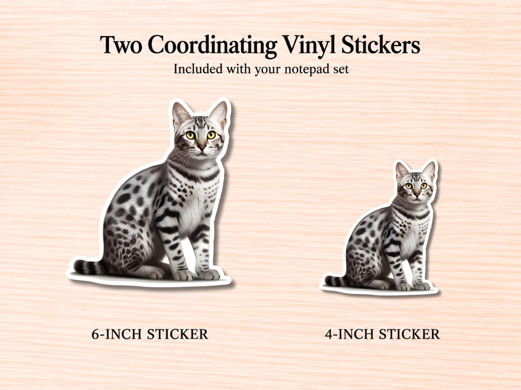 Egyptian Mau Cat Stationery Gift Box | Personalized Notepads and Vinyl Cat Stickers