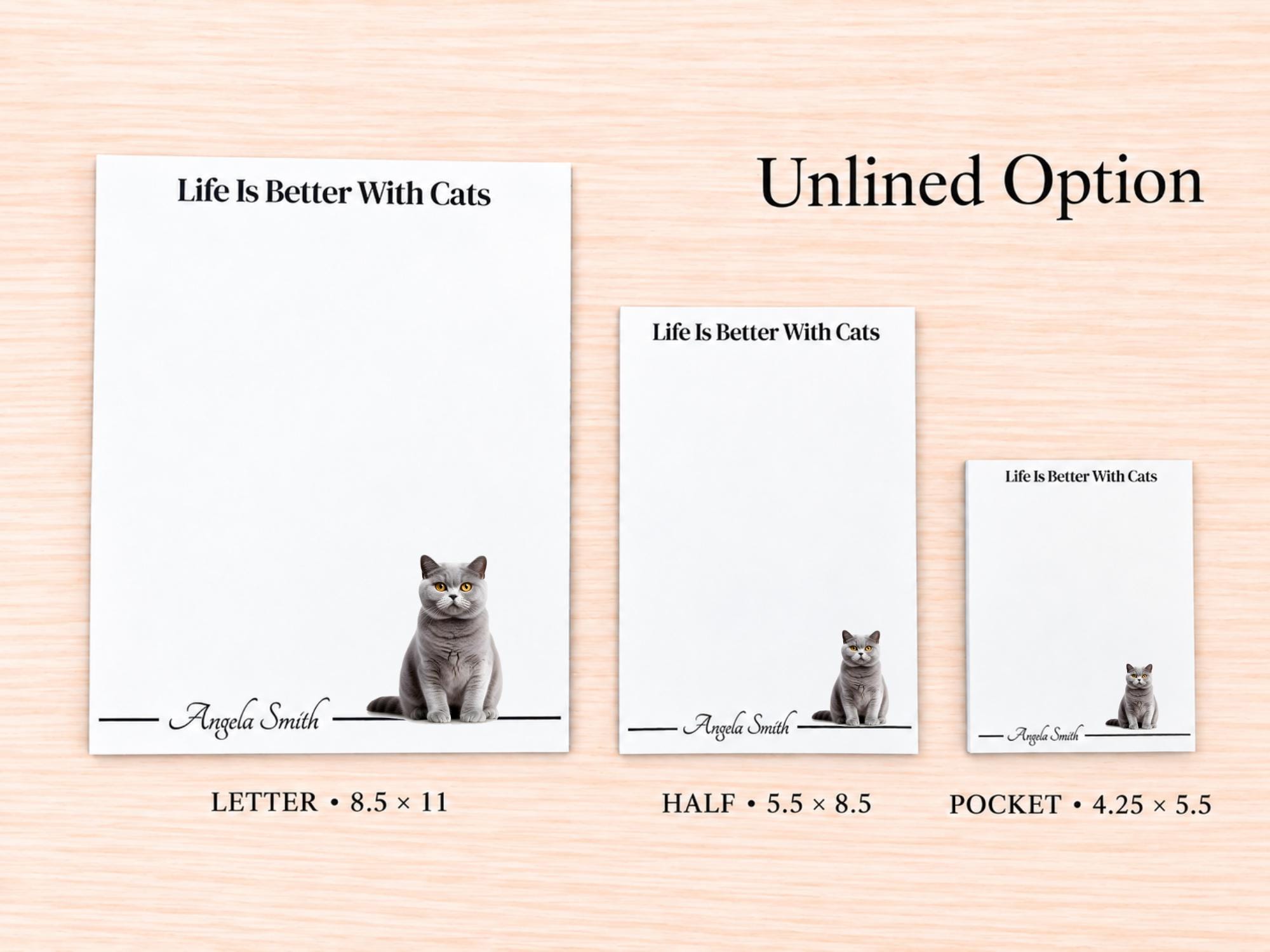 British Shorthair Cat Stationery Gift Box | Personalized Notepads and Vinyl Cat Stickers