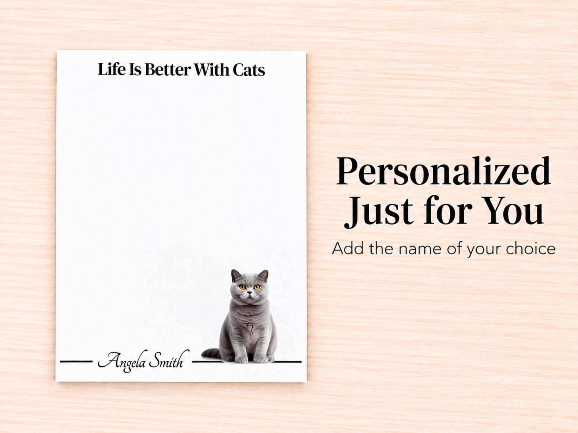 British Shorthair Cat Stationery Gift Box | Personalized Notepads and Vinyl Cat Stickers